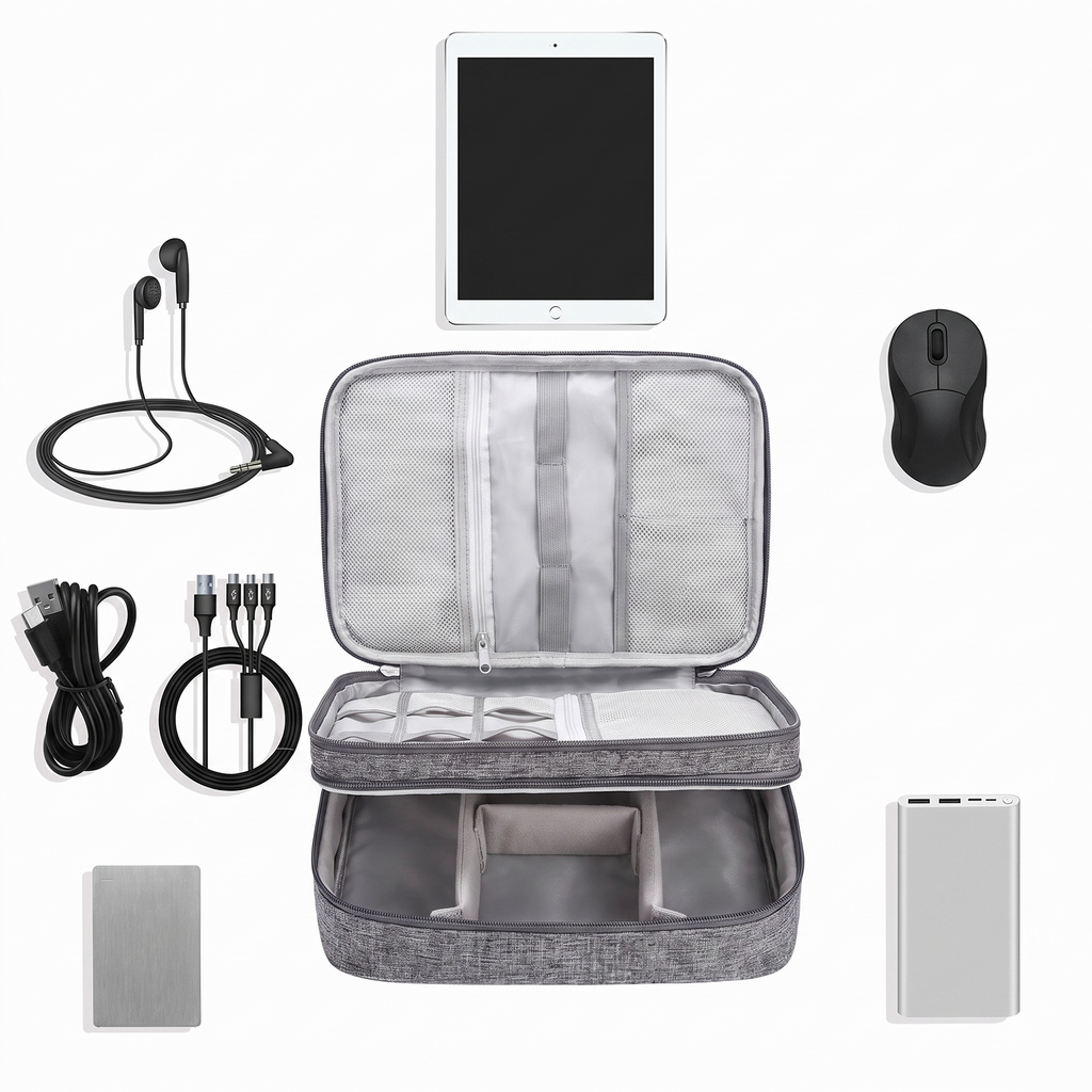 Smart Travel Tech Organizer — Waterproof Cable & Gadget Case
